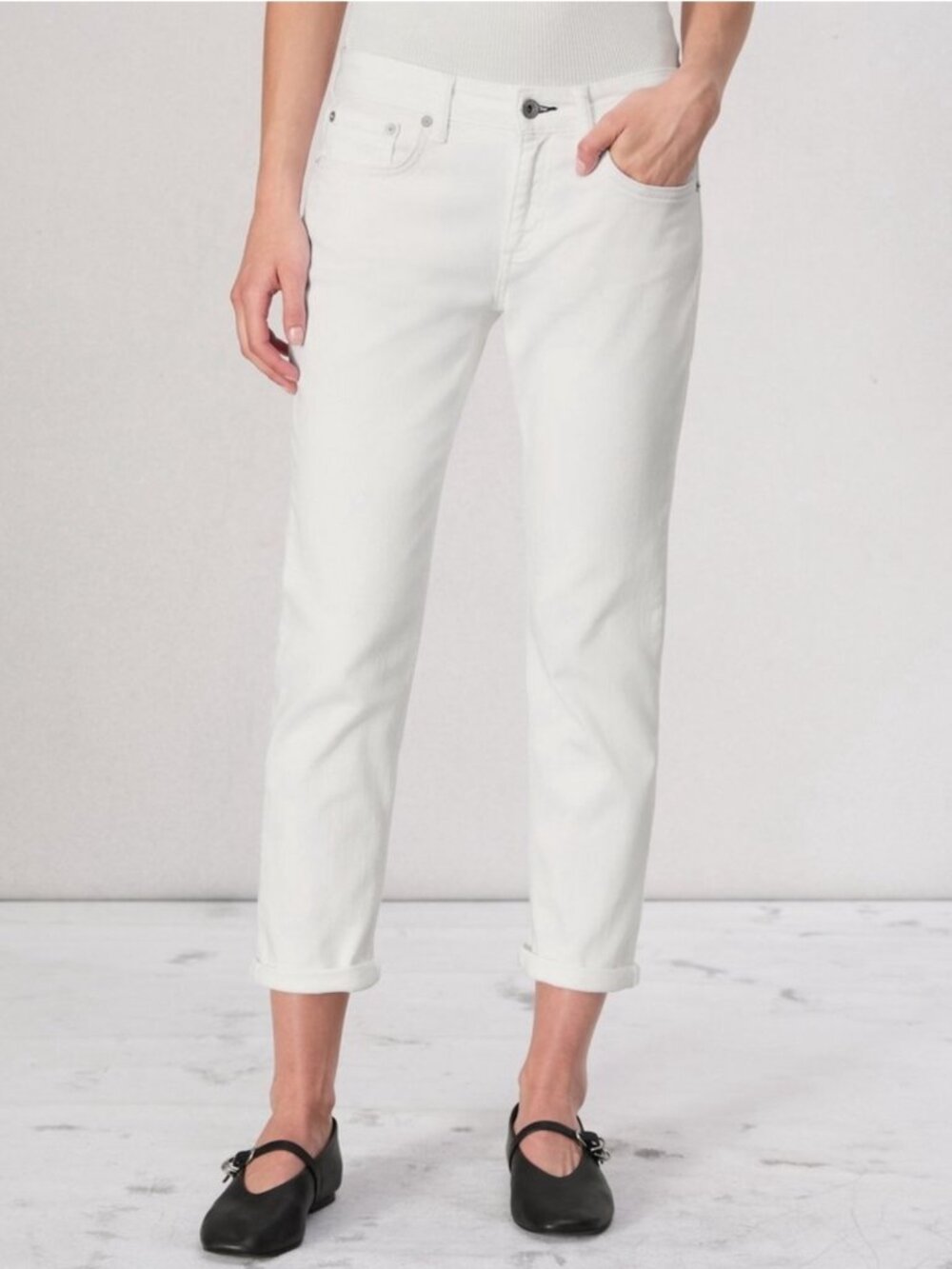 RAG & BONE Women's EUC Dre Low-Rise Slim Boyfriend Jeans White | Size 30